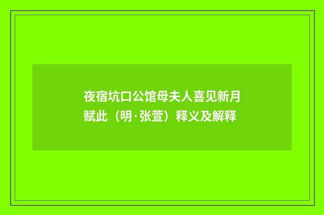 夜宿坑口公馆母夫人喜见新月赋此（明·张萱）释义及解释
