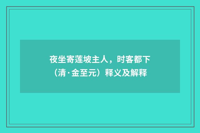夜坐寄莲坡主人，时客都下（清·金至元）释义及解释