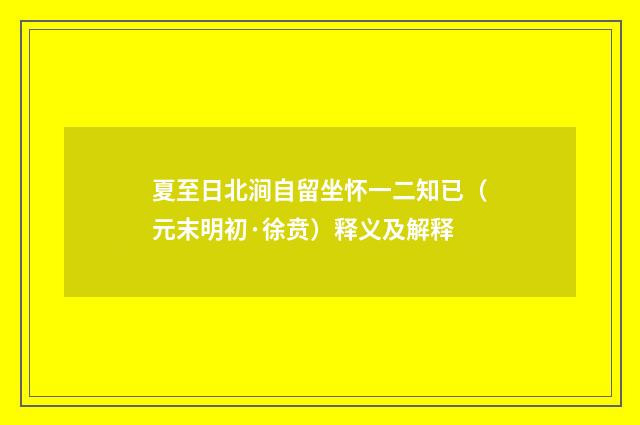 夏至日北涧自留坐怀一二知已（元末明初·徐贲）释义及解释
