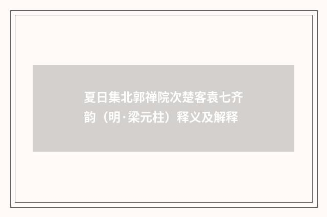 夏日集北郭禅院次楚客袁七齐韵（明·梁元柱）释义及解释