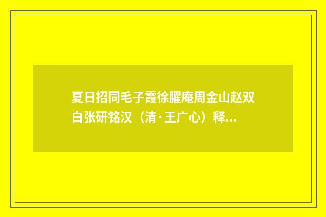 夏日招同毛子霞徐臞庵周金山赵双白张研铭汉（清·王广心）释义及解释