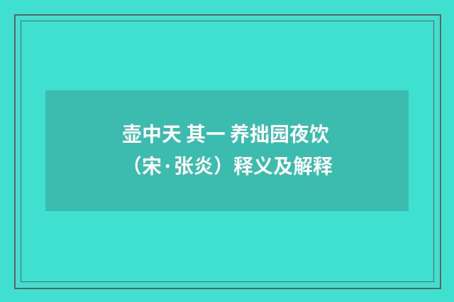 壶中天 其一 养拙园夜饮（宋·张炎）释义及解释