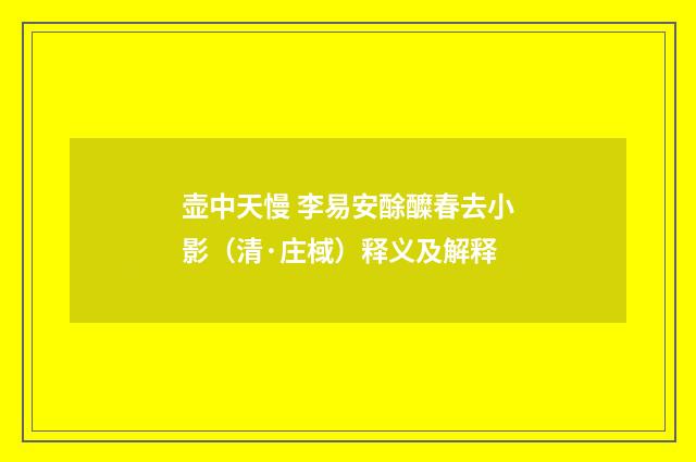 壶中天慢 李易安酴醾春去小影（清·庄棫）释义及解释