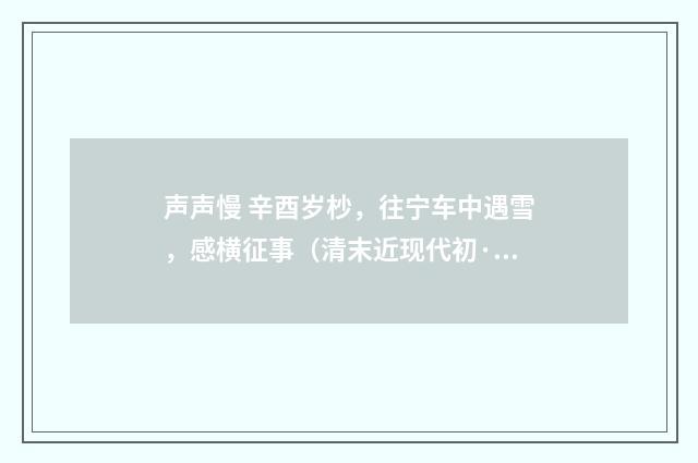 声声慢 辛酉岁杪，往宁车中遇雪，感横征事（清末近现代初·高燮）释义及解释