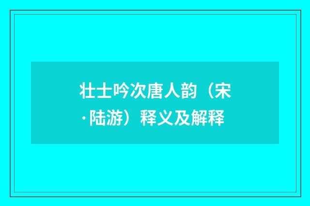 壮士吟次唐人韵（宋·陆游）释义及解释
