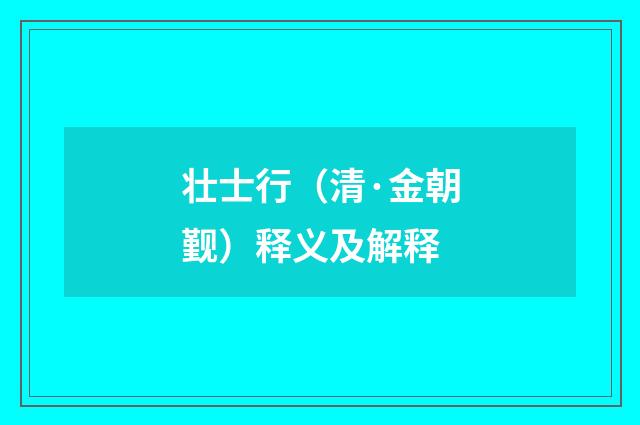 壮士行（清·金朝觐）释义及解释