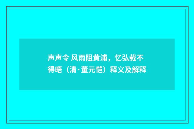 声声令 风雨阻黄浦，忆弘载不得晤（清·董元恺）释义及解释