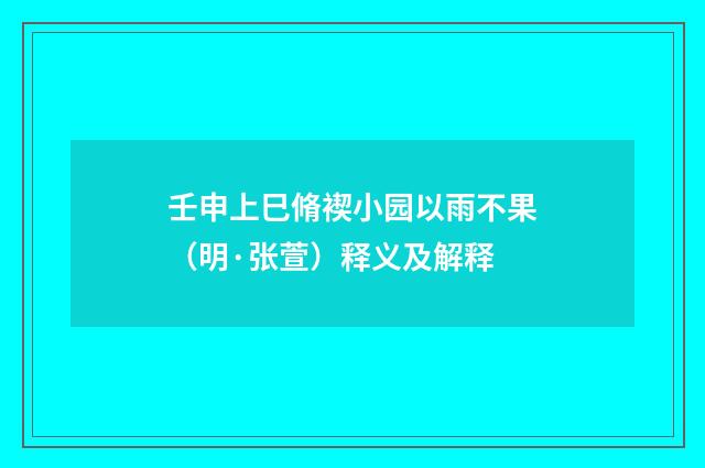 壬申上巳脩褉小园以雨不果（明·张萱）释义及解释