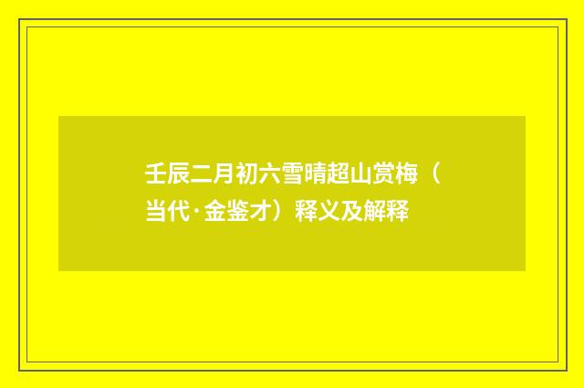 壬辰二月初六雪晴超山赏梅（当代·金鉴才）释义及解释