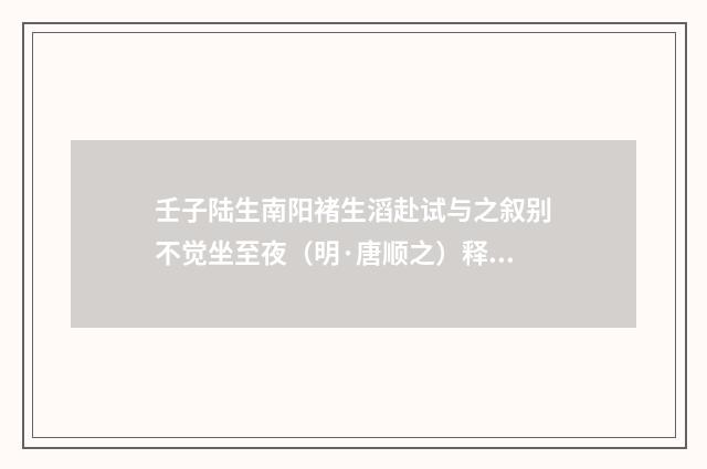 壬子陆生南阳褚生滔赴试与之叙别不觉坐至夜（明·唐顺之）释义及解释