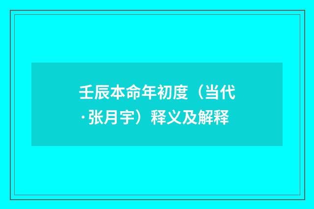 壬辰本命年初度（当代·张月宇）释义及解释
