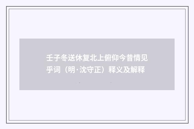 壬子冬送休复北上俯仰今昔情见乎词（明·沈守正）释义及解释