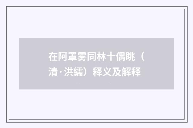 在阿罩雾同林十偶眺（清·洪繻）释义及解释