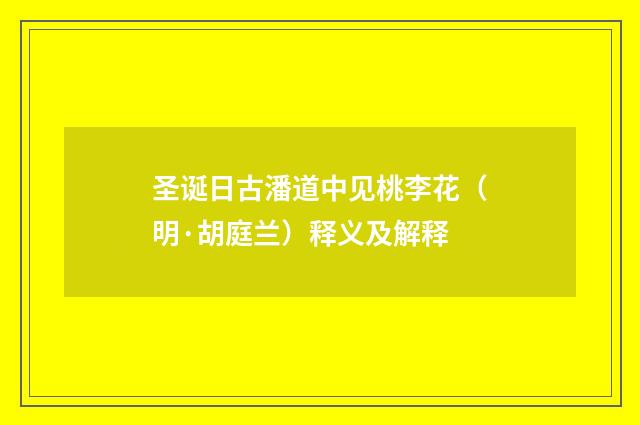 圣诞日古潘道中见桃李花（明·胡庭兰）释义及解释