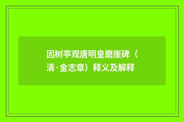 因树亭观唐明皇磨崖碑（清·金志章）释义及解释