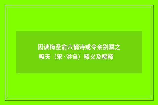 因读梅圣俞六鹤诗或令余别赋之 唳天（宋·洪刍）释义及解释