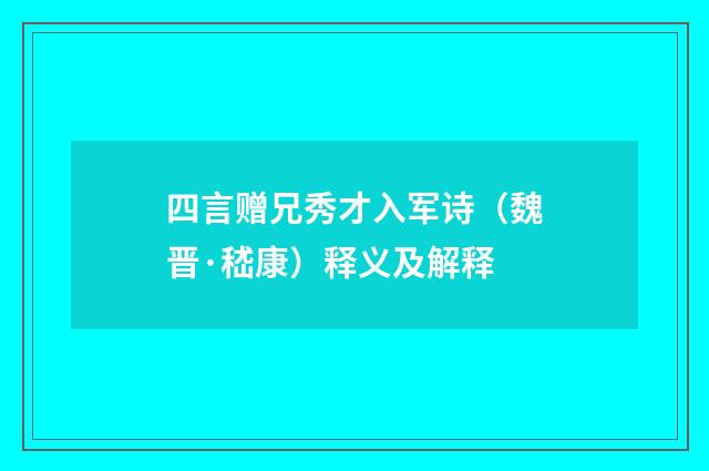 四言赠兄秀才入军诗（魏晋·嵇康）释义及解释