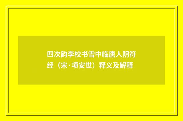 四次韵李校书雪中临唐人阴符经（宋·项安世）释义及解释