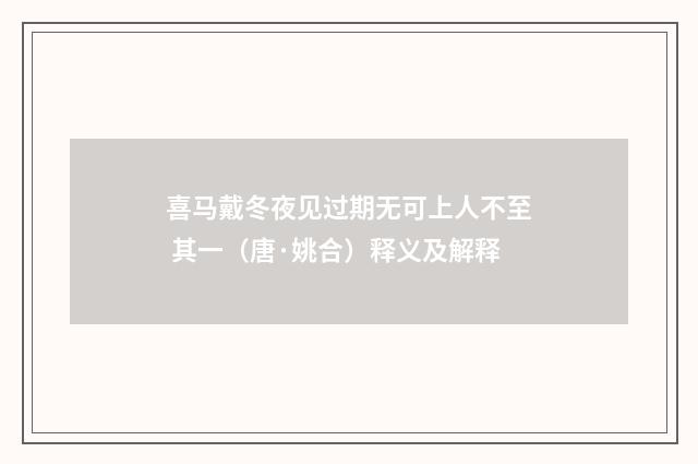 喜马戴冬夜见过期无可上人不至 其一（唐·姚合）释义及解释