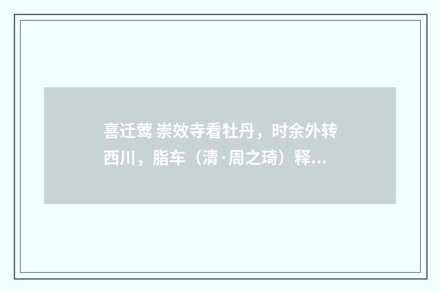 喜迁莺 崇效寺看牡丹，时余外转西川，脂车（清·周之琦）释义及解释