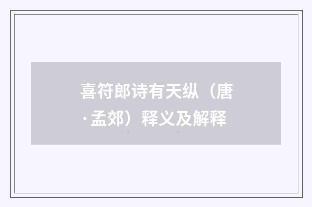 喜符郎诗有天纵（唐·孟郊）释义及解释
