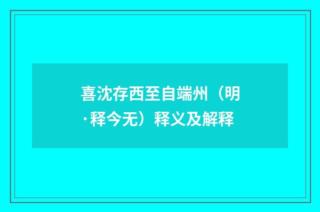 喜沈存西至自端州（明·释今无）释义及解释