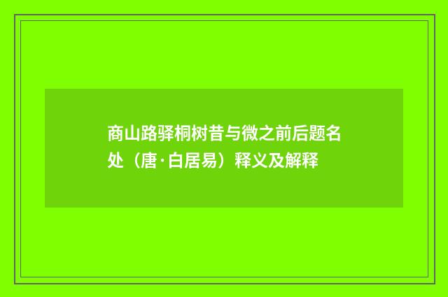 商山路驿桐树昔与微之前后题名处（唐·白居易）释义及解释