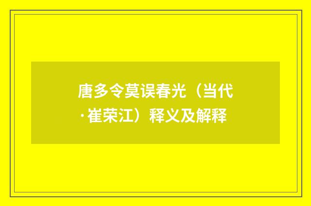 唐多令莫误春光（当代·崔荣江）释义及解释