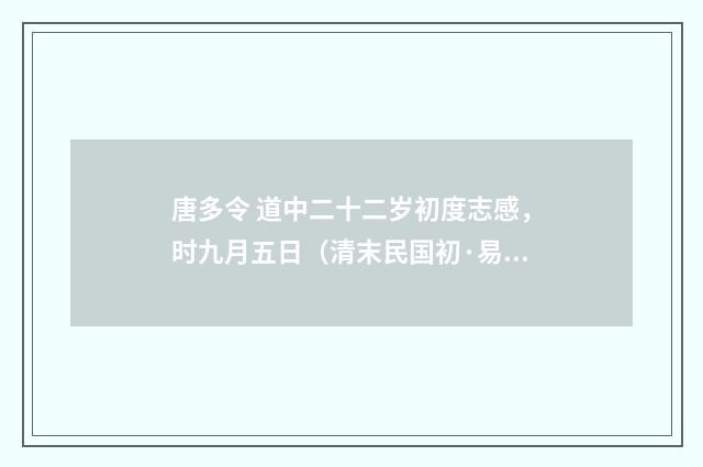 唐多令 道中二十二岁初度志感，时九月五日（清末民国初·易顺鼎）释义及解释