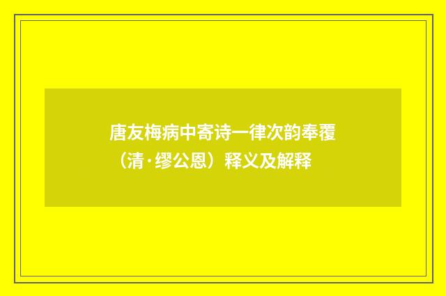 唐友梅病中寄诗一律次韵奉覆（清·缪公恩）释义及解释