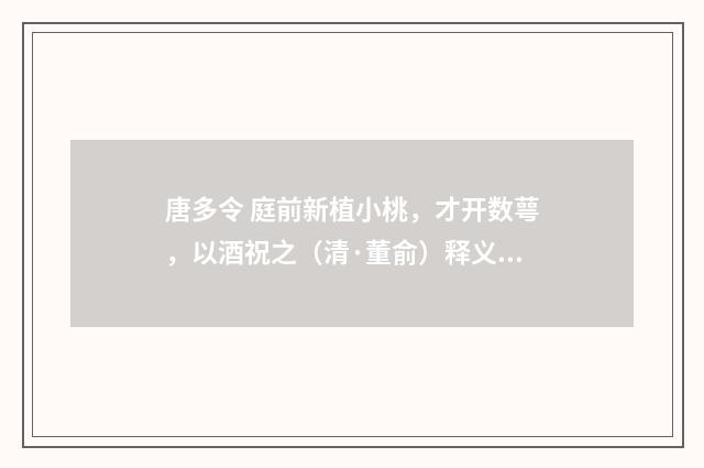 唐多令 庭前新植小桃，才开数萼，以酒祝之（清·董俞）释义及解释