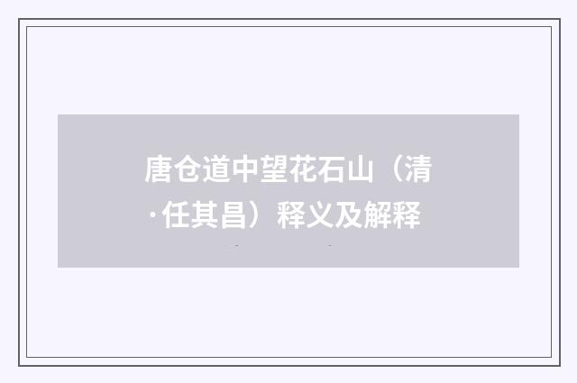 唐仓道中望花石山（清·任其昌）释义及解释