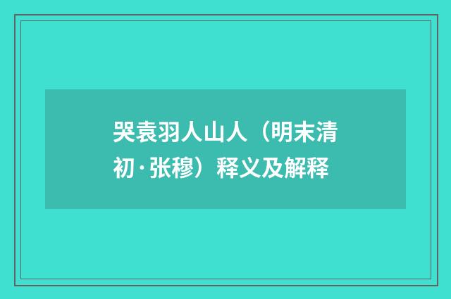 哭袁羽人山人（明末清初·张穆）释义及解释