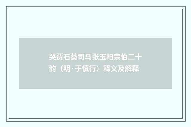哭贾石葵司马张玉阳宗伯二十韵（明·于慎行）释义及解释