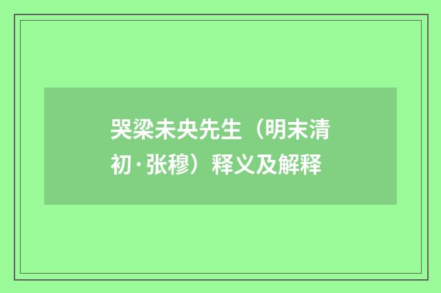 哭梁未央先生（明末清初·张穆）释义及解释