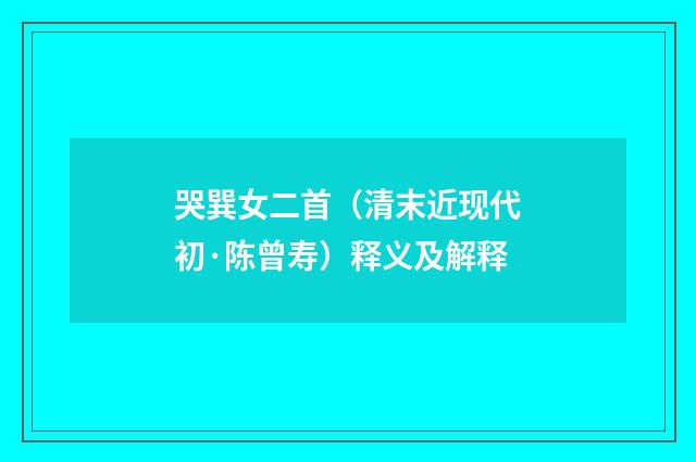 哭巽女二首（清末近现代初·陈曾寿）释义及解释