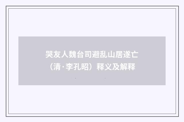 哭友人魏台司避乱山居遂亡（清·李孔昭）释义及解释