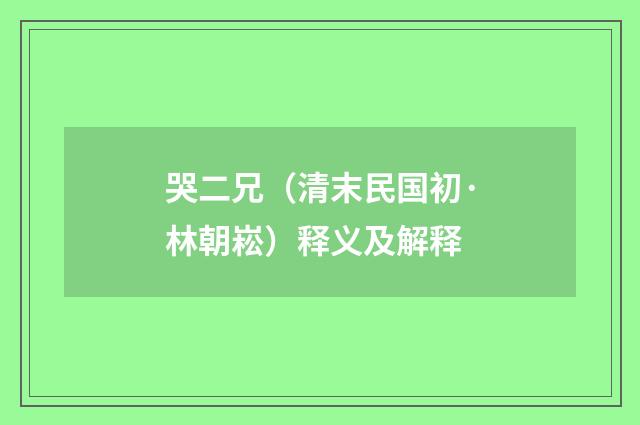 哭二兄（清末民国初·林朝崧）释义及解释