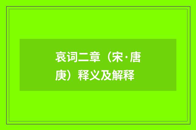 哀词二章（宋·唐庚）释义及解释