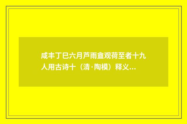 咸丰丁巳六月芦雨盦观荷至者十九人用古诗十（清·陶模）释义及解释
