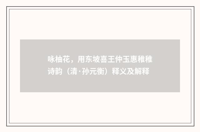 咏柚花，用东坡喜王仲玉惠稚稚诗韵（清·孙元衡）释义及解释