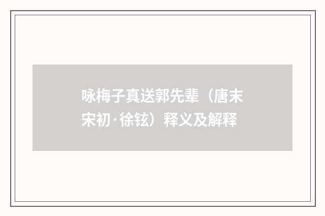 咏梅子真送郭先辈（唐末宋初·徐铉）释义及解释