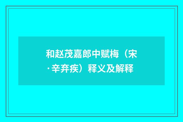 和赵茂嘉郎中赋梅（宋·辛弃疾）释义及解释