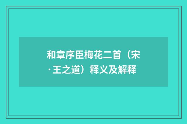 和章序臣梅花二首（宋·王之道）释义及解释