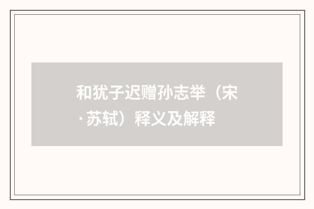 和犹子迟赠孙志举（宋·苏轼）释义及解释