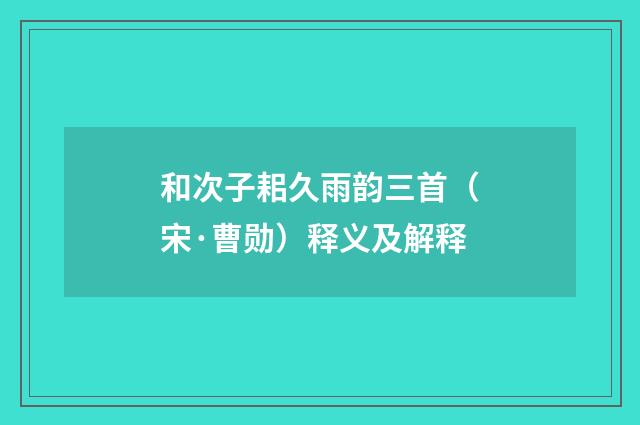 和次子耜久雨韵三首（宋·曹勋）释义及解释