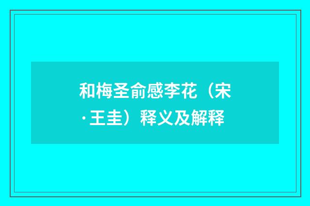 和梅圣俞感李花（宋·王圭）释义及解释
