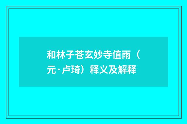 和林子苍玄妙寺值雨（元·卢琦）释义及解释