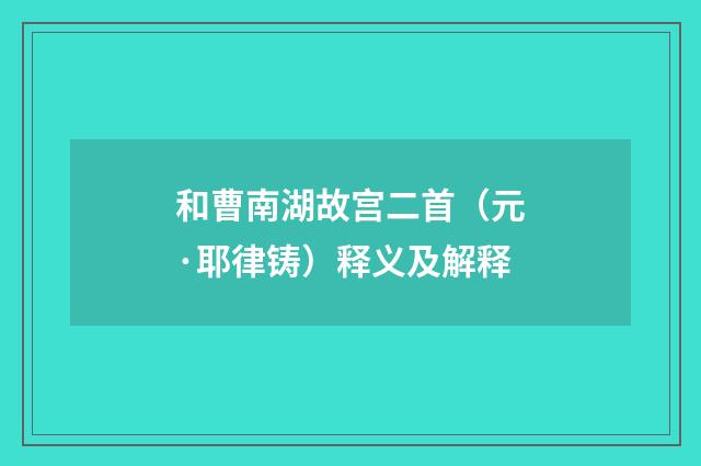 和曹南湖故宫二首（元·耶律铸）释义及解释