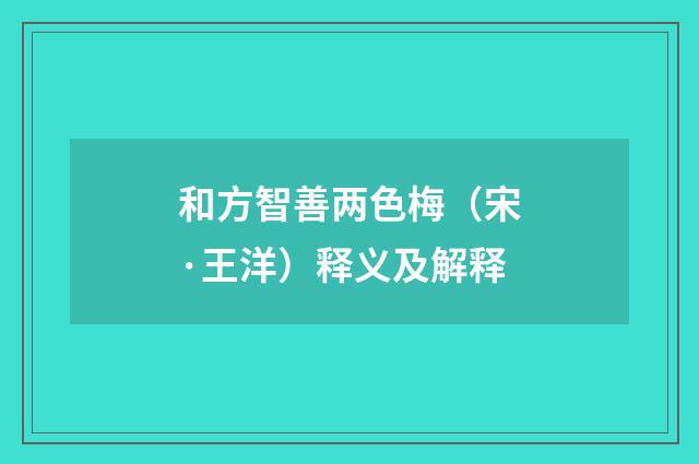 和方智善两色梅（宋·王洋）释义及解释